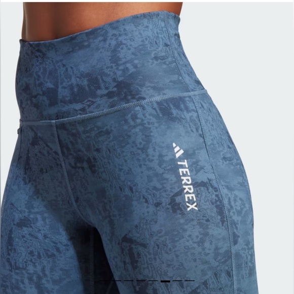 ADIDAS TERREX Skinny Workout Leggings Pants Multi in Navy Dusty Blue Size Small - Picture 5 of 16